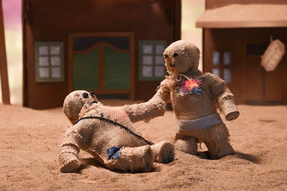 Two burlap characters made for a stop-motion project.