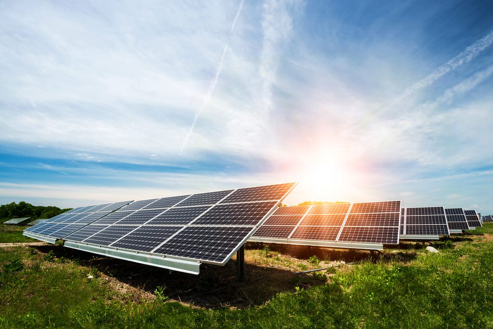 A row of solar panels.