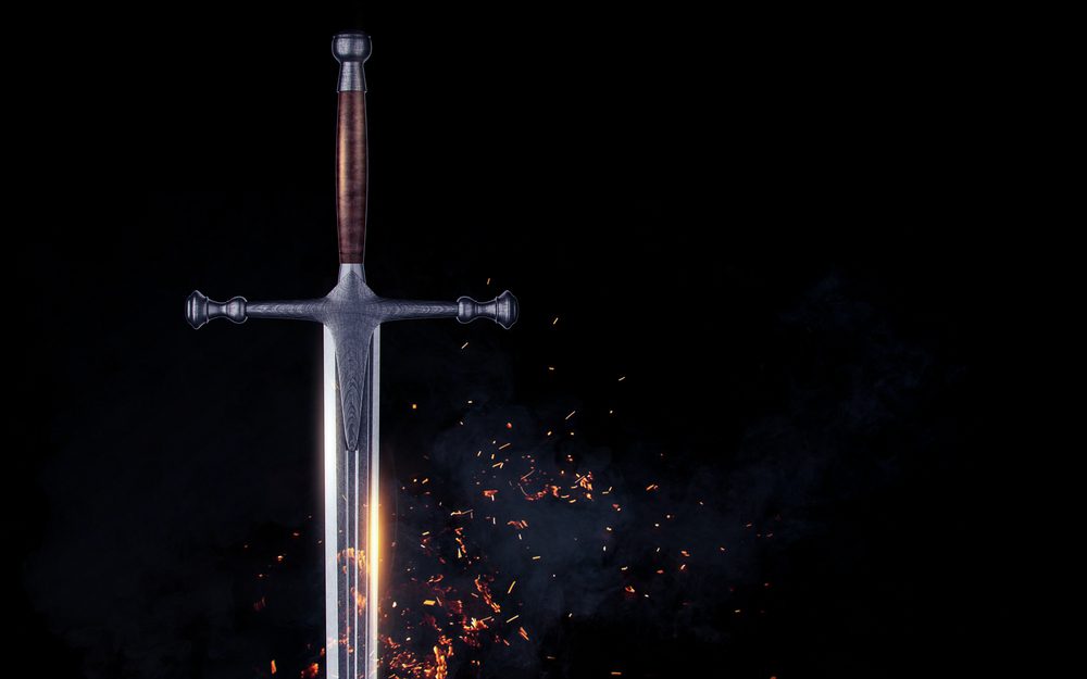 A sword, isolated on black.