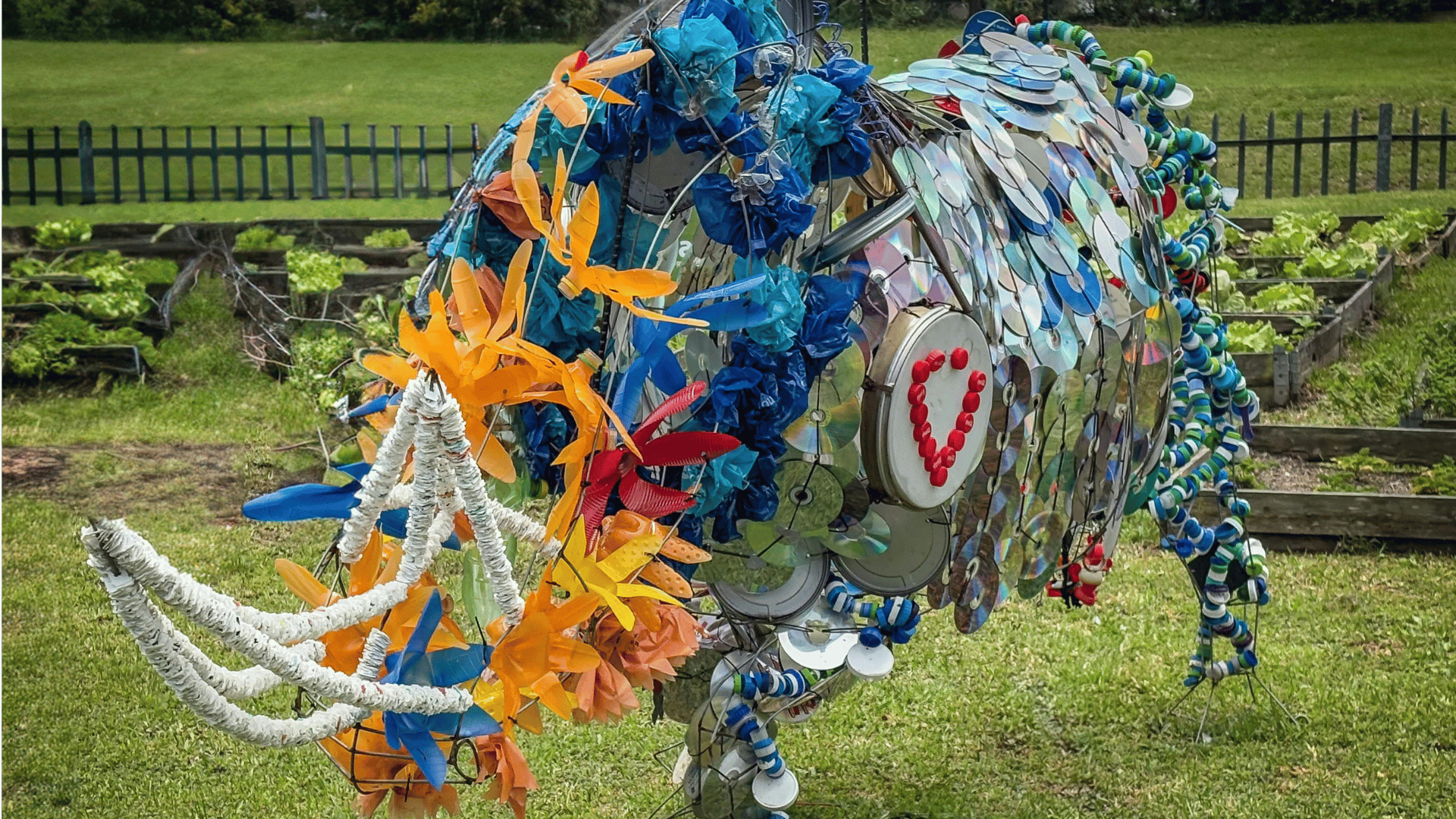 recycled materials for art rhino