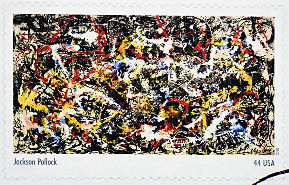 A stamp showing Pollock's "Convergence."