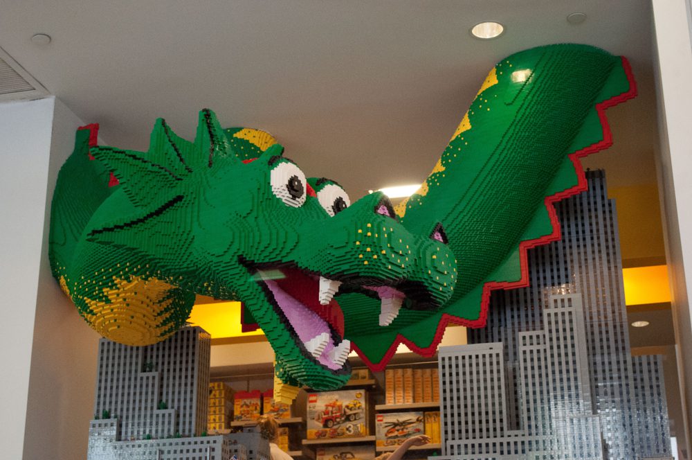 A large LEGO dragon