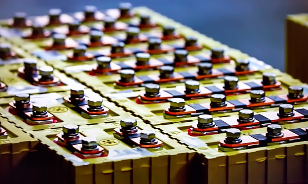 Rows of lithium batteries