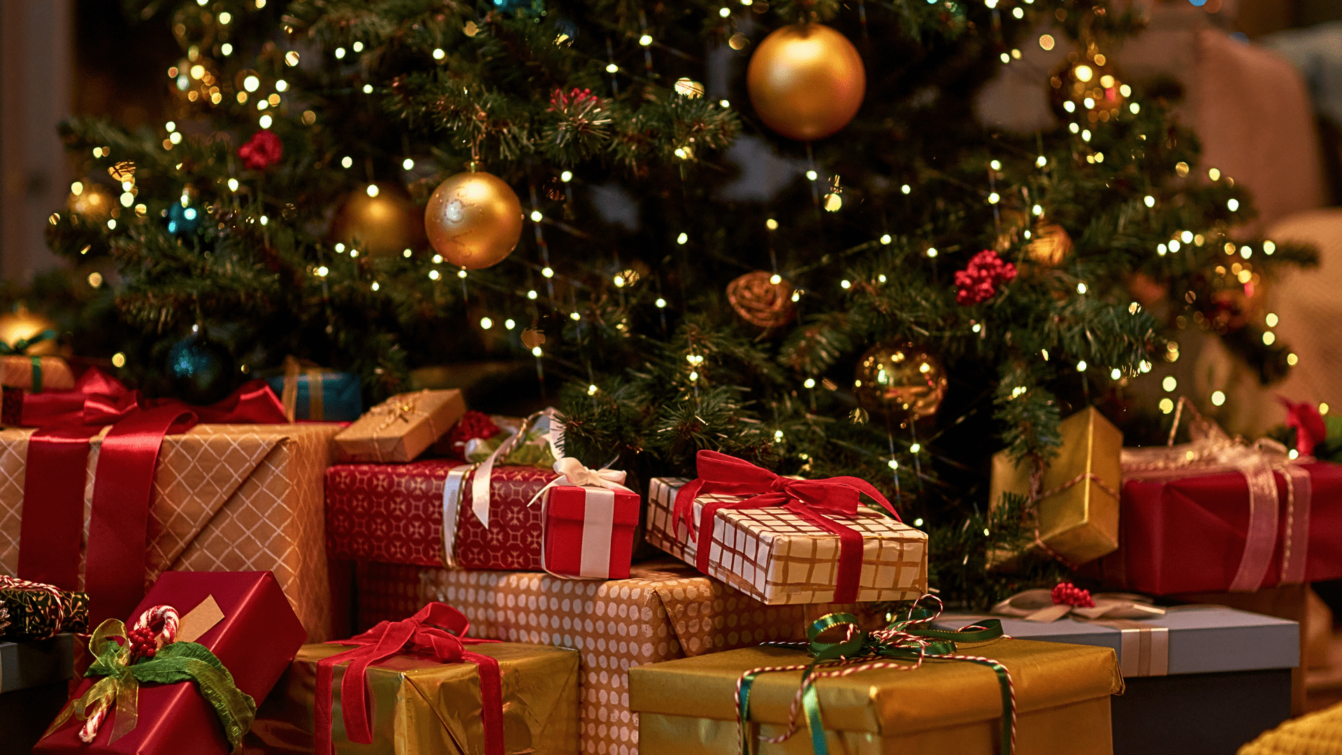 artificial christmas tree holiday presents pine tree