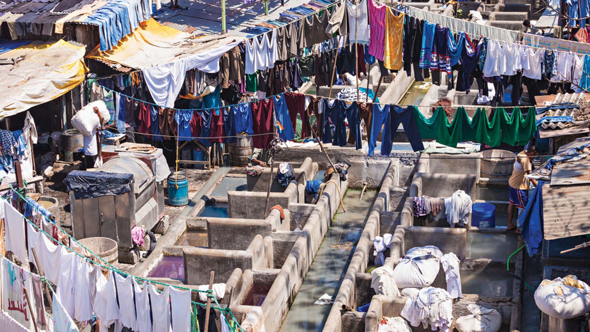 Dhobi Ghat open air laundromat in Dubai, India 