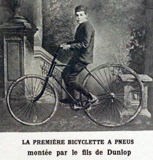 Dunlop's son on his pneumatic tire bicycle