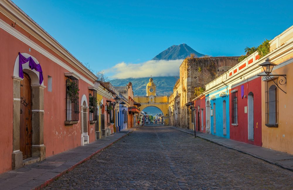 Guatemala Antigua City Main Street