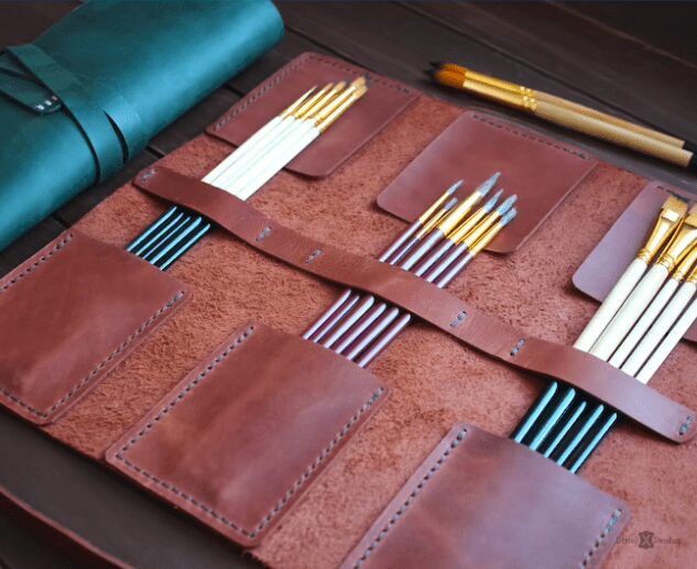 Paintbrush Roll Leather Artist Gift Holiday
