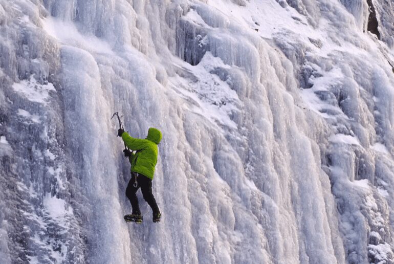 Winding Stair Gap Falls Ice Climbing
