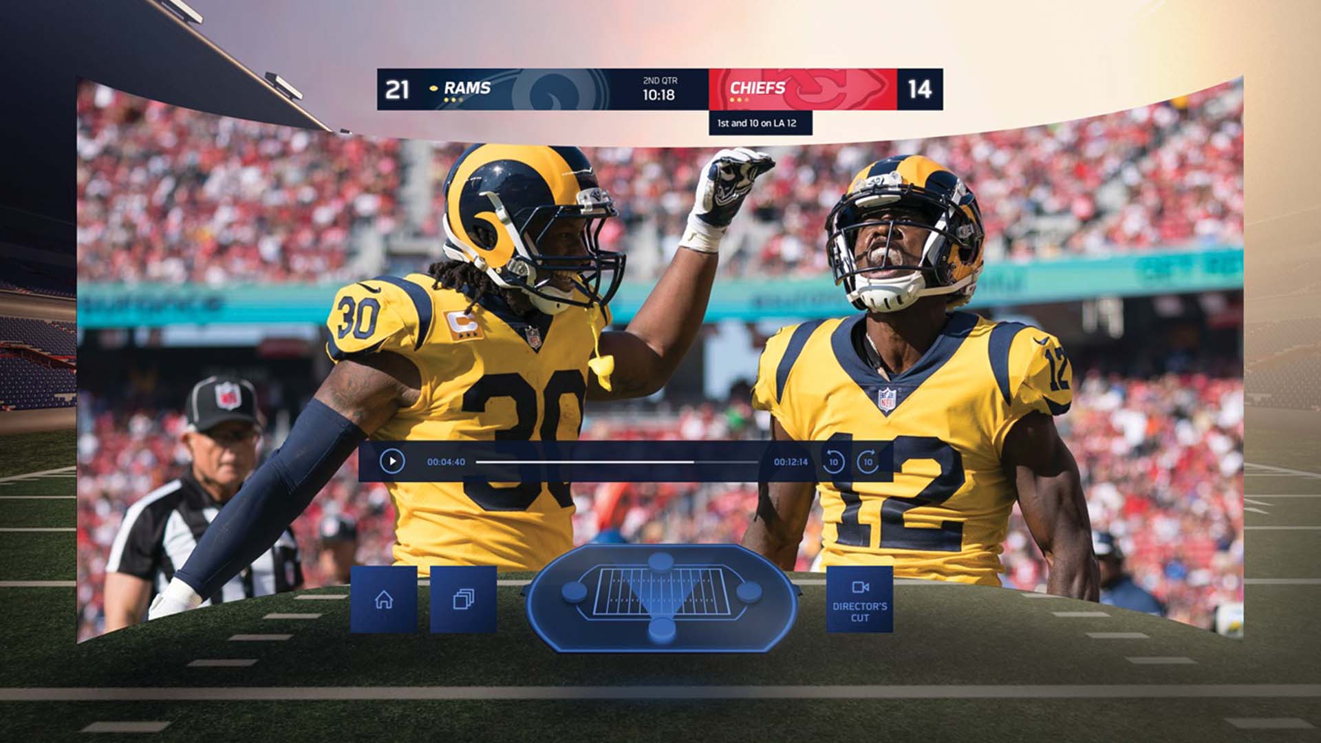 NFL Game from Oculus GO VR System; Photo Credit: VR Explorer