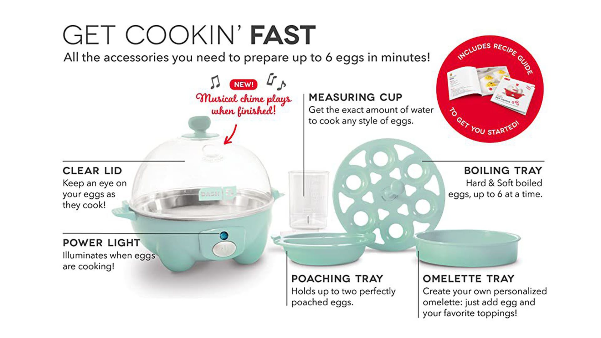 Dash Rapid 6 Egg Cooker - Aqua