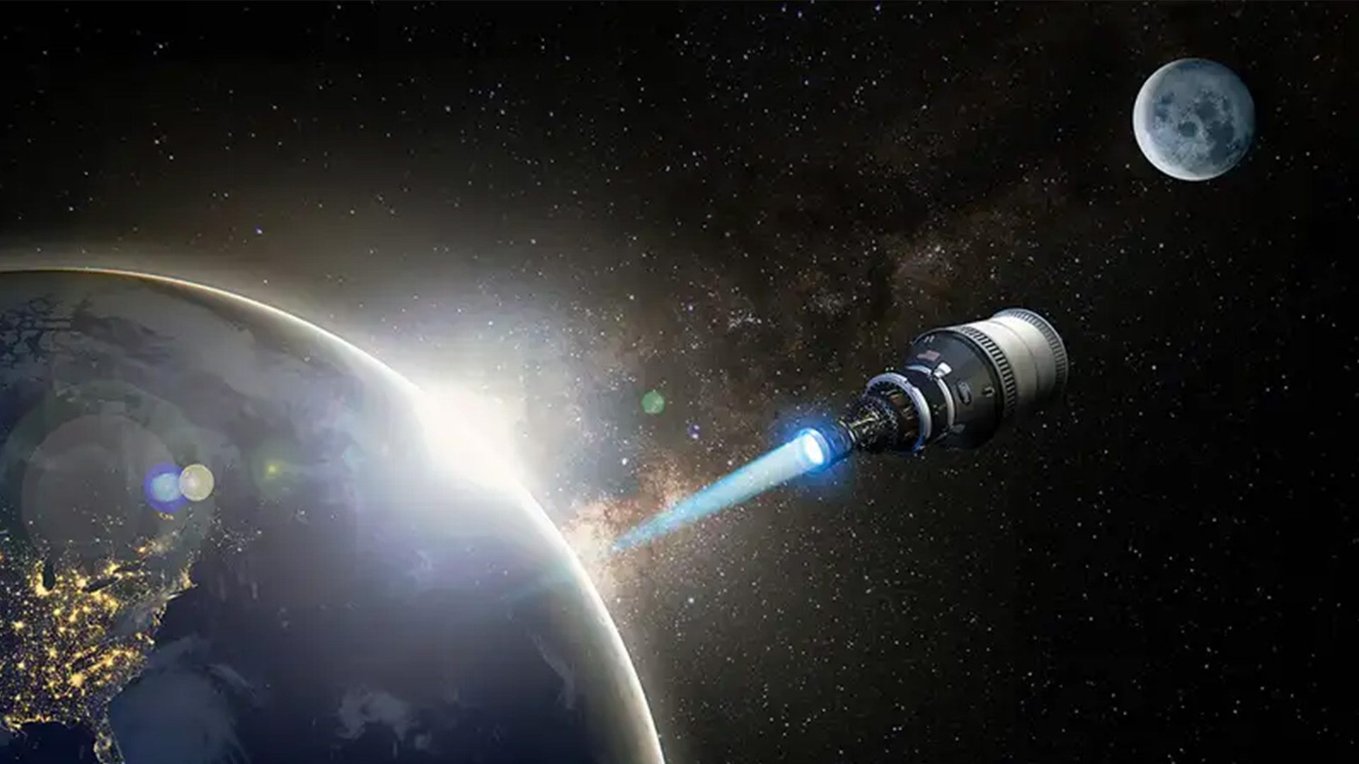 Artist rendering of a nuclear thermal engine rocket; Photo Credit: DARPA
