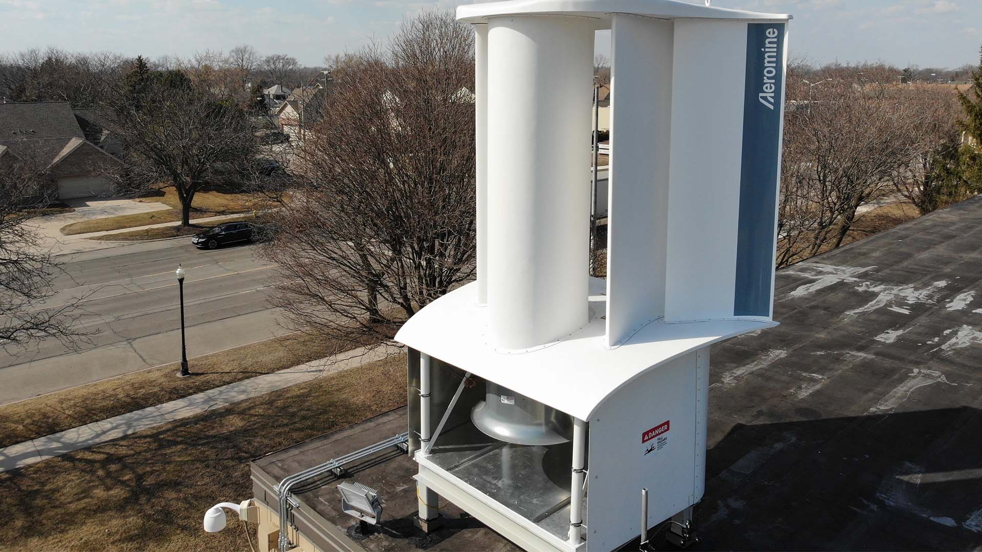 Aeromine Wind-Harvesting Unit installed on a roof