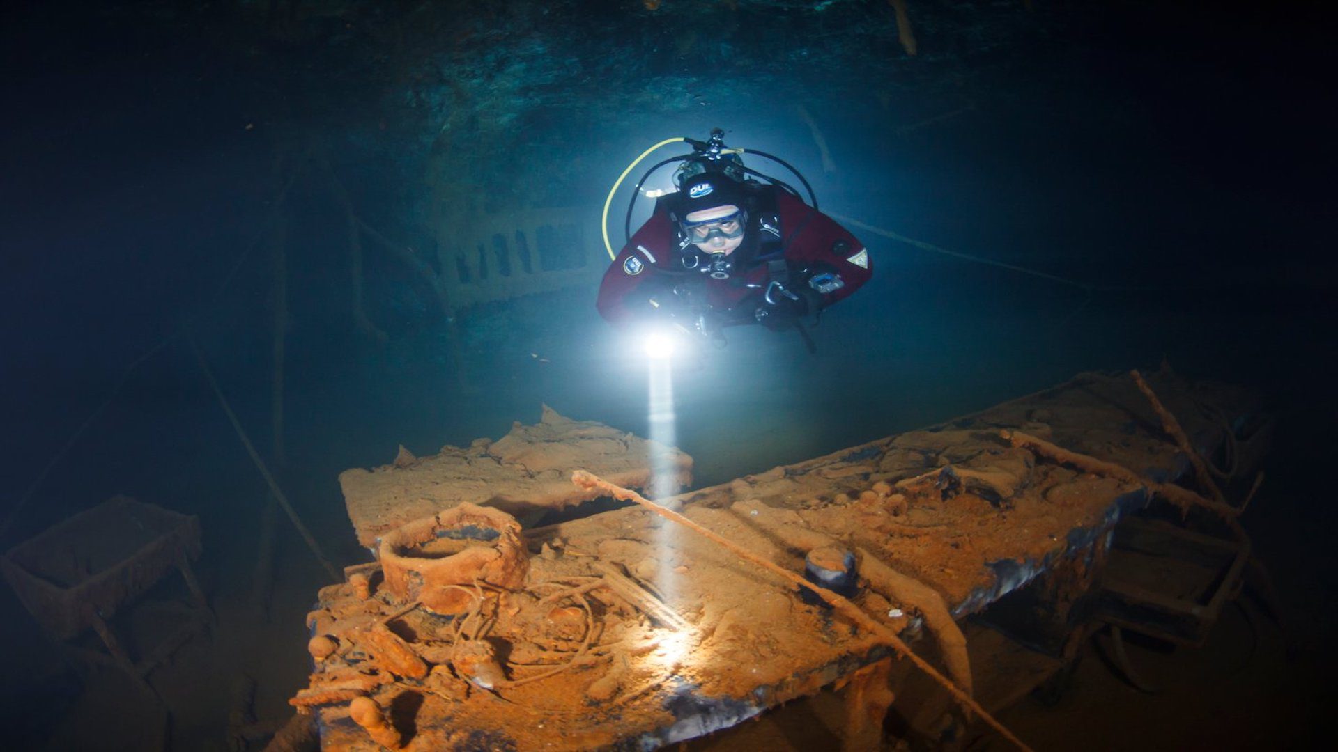 Scuba diver in the flooded Bonne Terre Mine