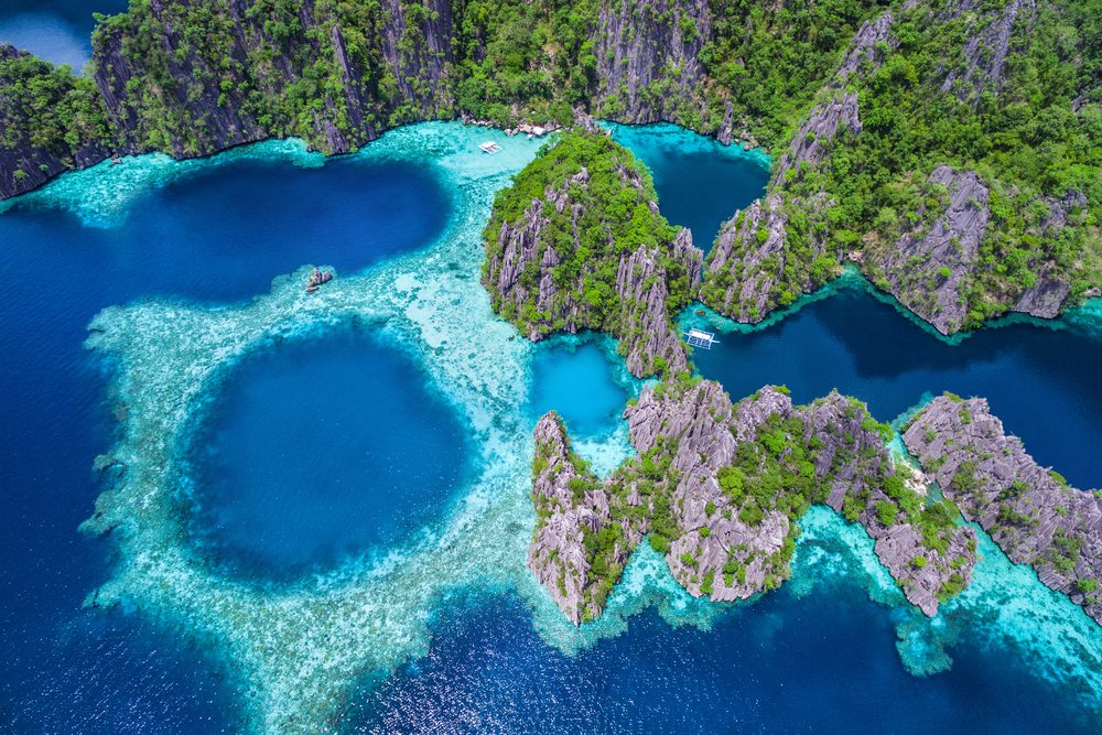 Coron,,Palawan,,Philippines,,Aerial,View,Of,Beautiful,Lagoons,And,Limestone