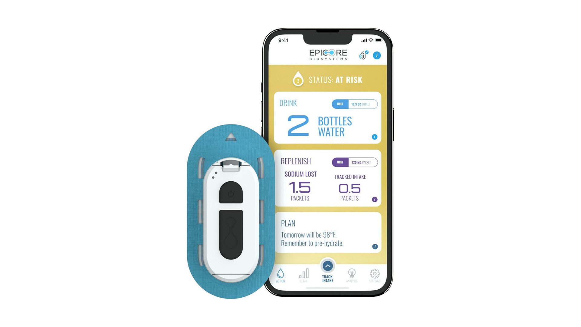 Epicore's Connected Hydration wearable technology and app 2023