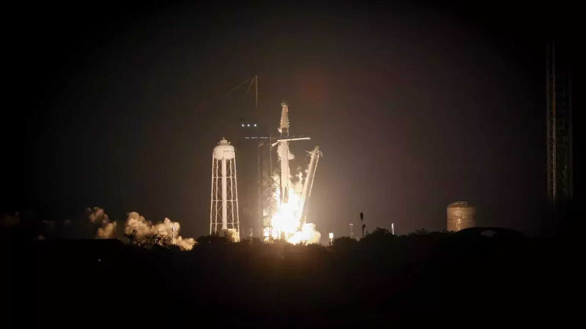 SpaceX’s Falcon 9 rocket, with the company’s Dragon Endeavour spacecraft atop, lifts off from Kennedy Space Center at 12:34 a.m. EST on March 2, 2023
