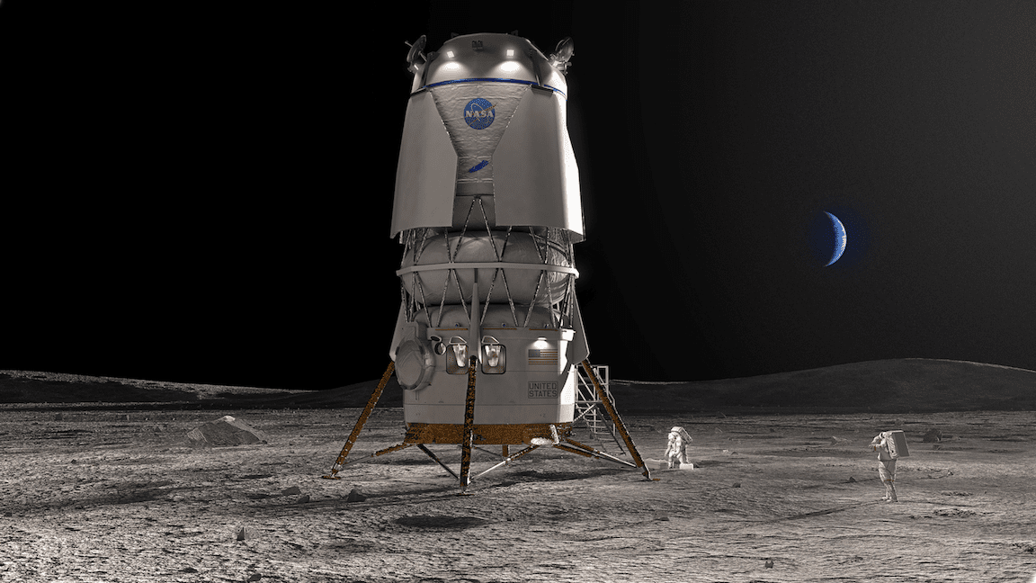 A rendering of Blue Origin’s Blue Moon lander that will return astronauts to the Moon as part of NASA’s Artemis program