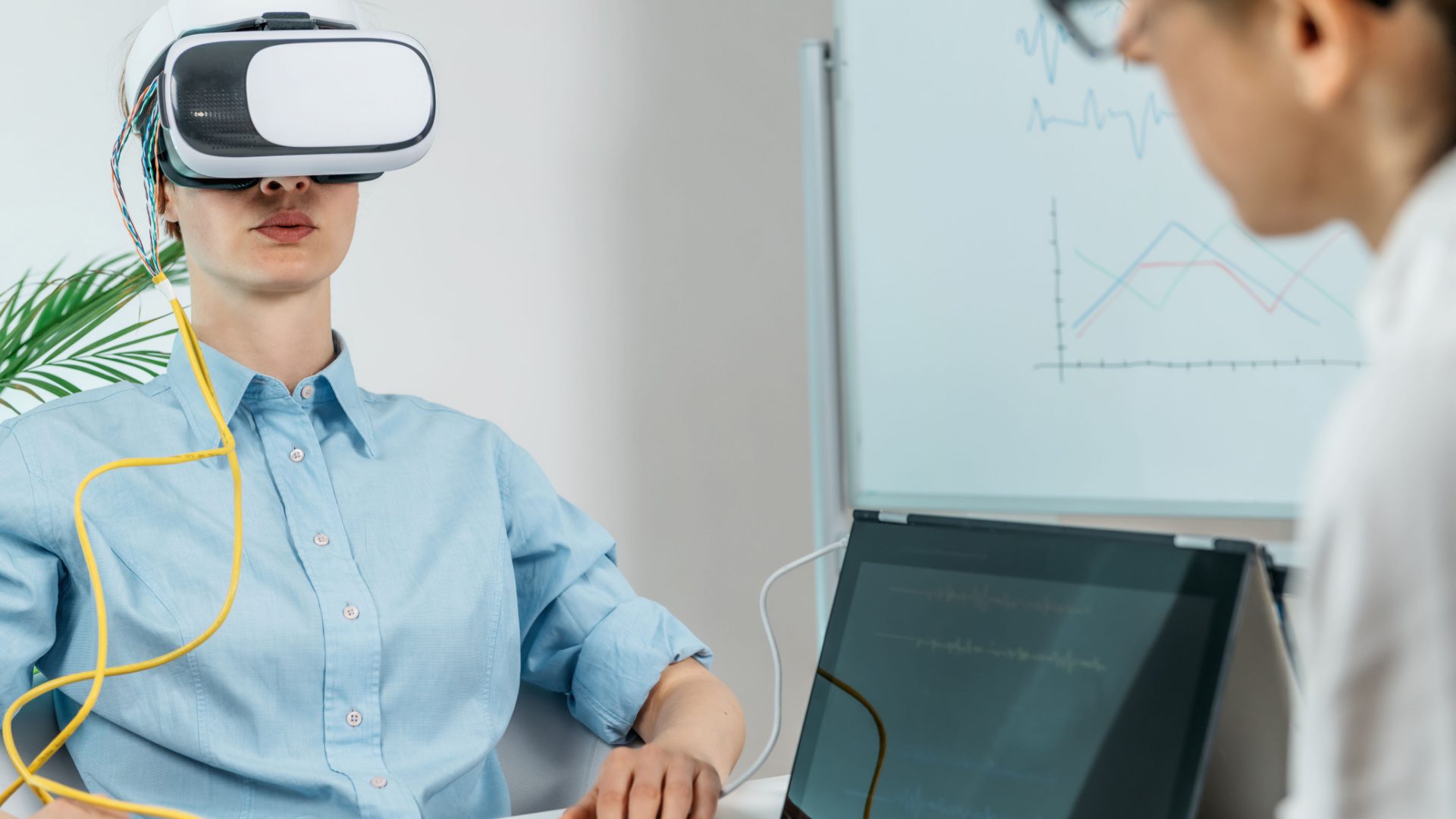 Person using virtual reality for medical reasons