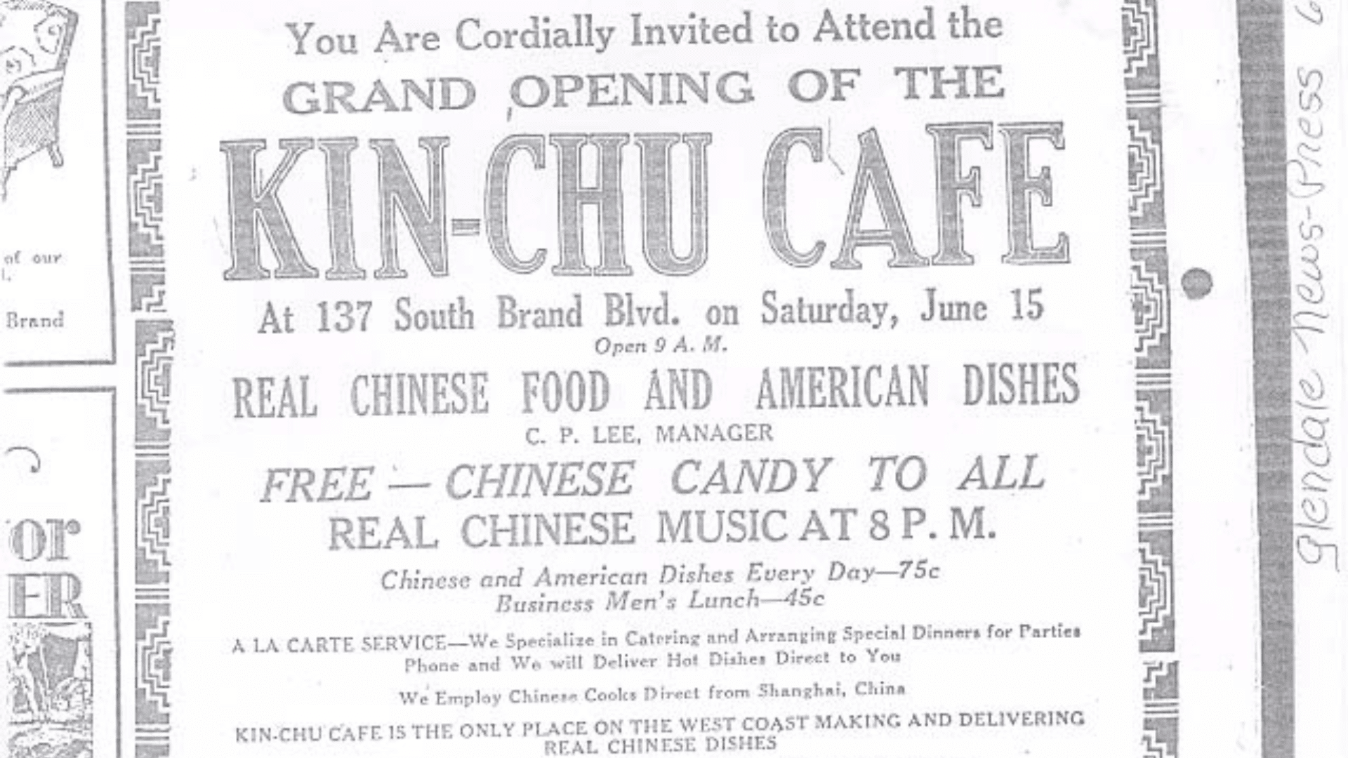 Kin-Chu Cafe flyer for delivert