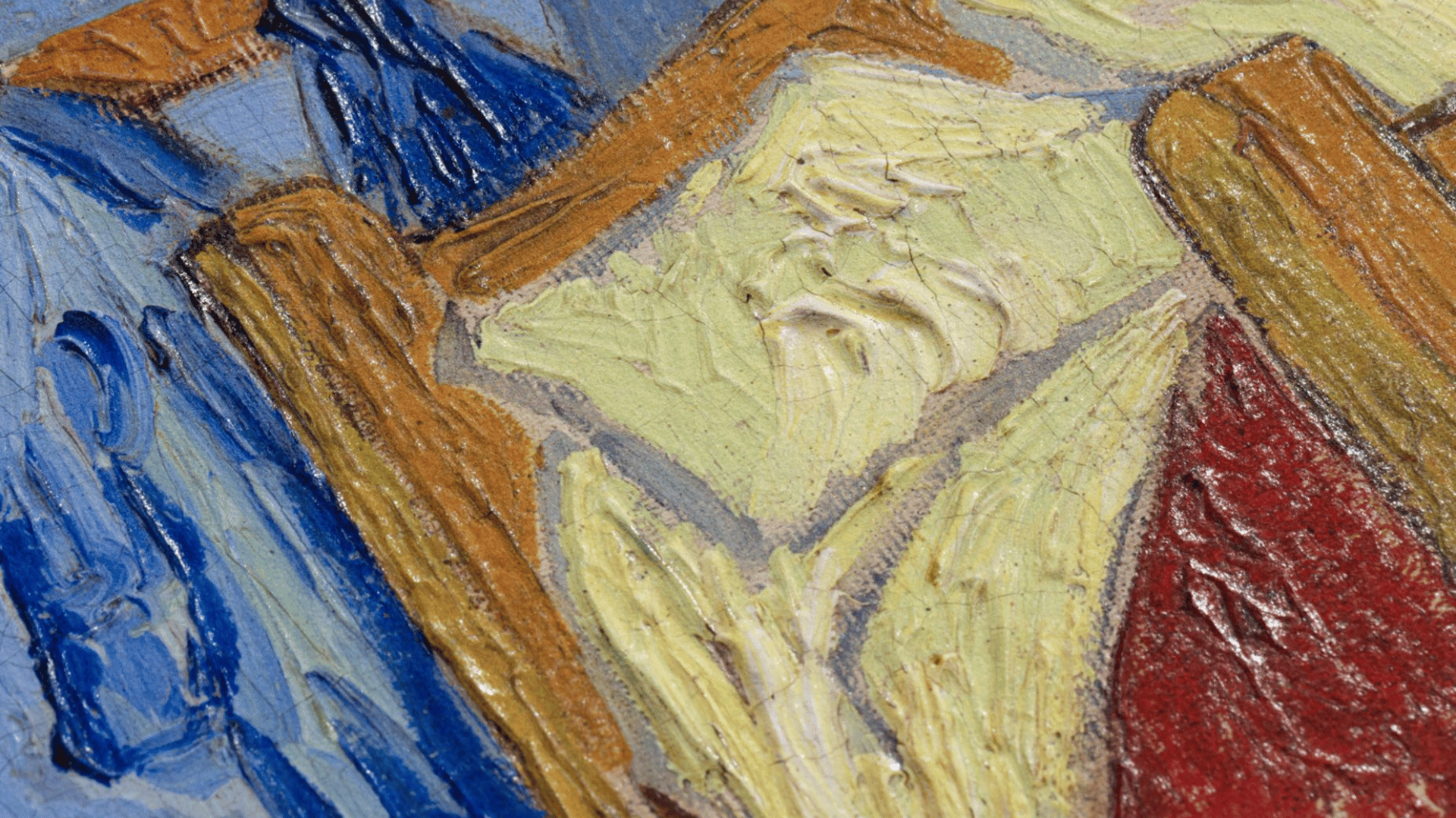 A close-up shot shows the textured surface of Lito Masters' reproduction of Vincent van Gogh's Bedroom in Arles. LITO Masters