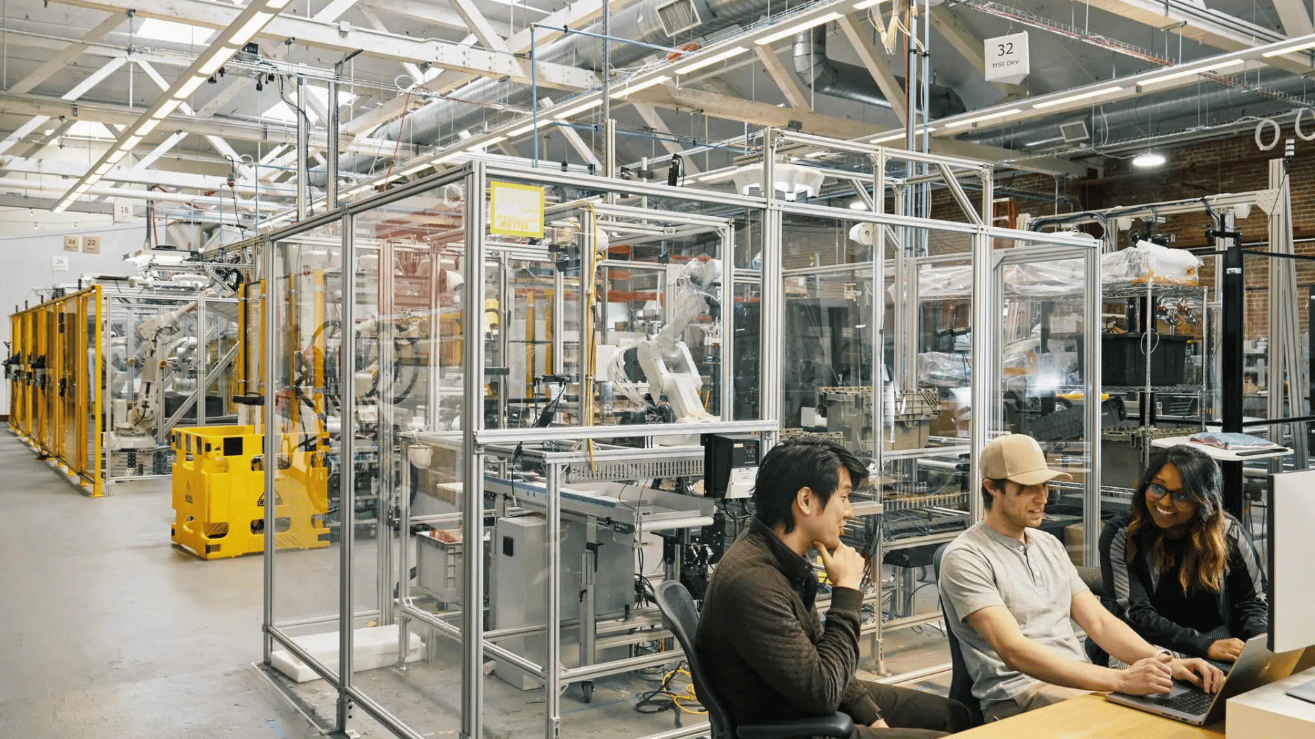 Der Hauptsitz Von Covariant In Emeryville, Kalifornien. Von Links: Andrew Sohn, Produktmanager;  Daniel Adelberg, Leitender Softwareentwickler;  Und Anusha Nagabandi, Eine Wissenschaftlerin.