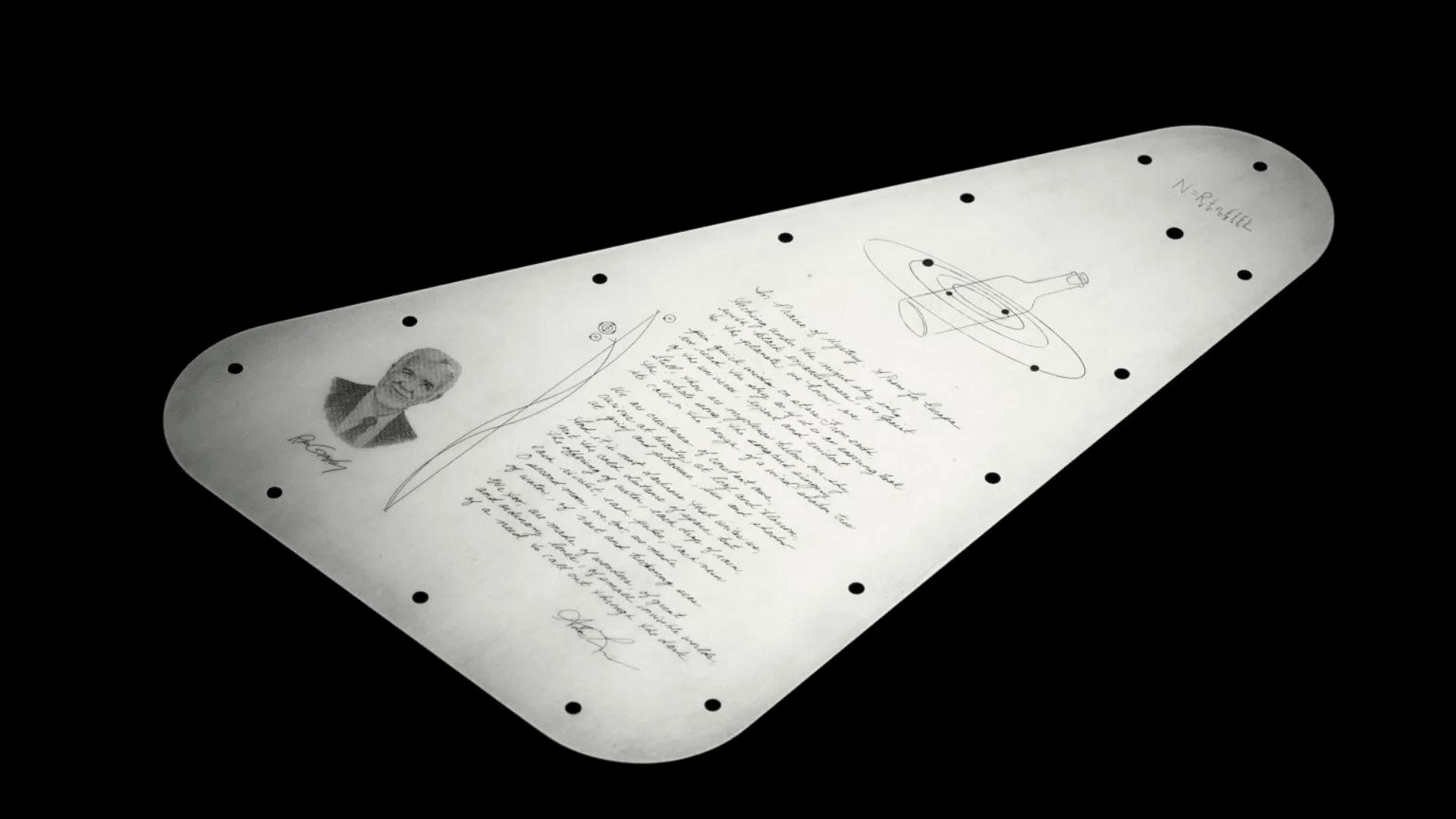 U.S. Poet Laureate Ada Limón’s handwritten “In Praise of Mystery: A Poem for Europa.” It will be affixed with a silicon microchip stenciled with names submitted by the public. NASA:JPL-Caltech