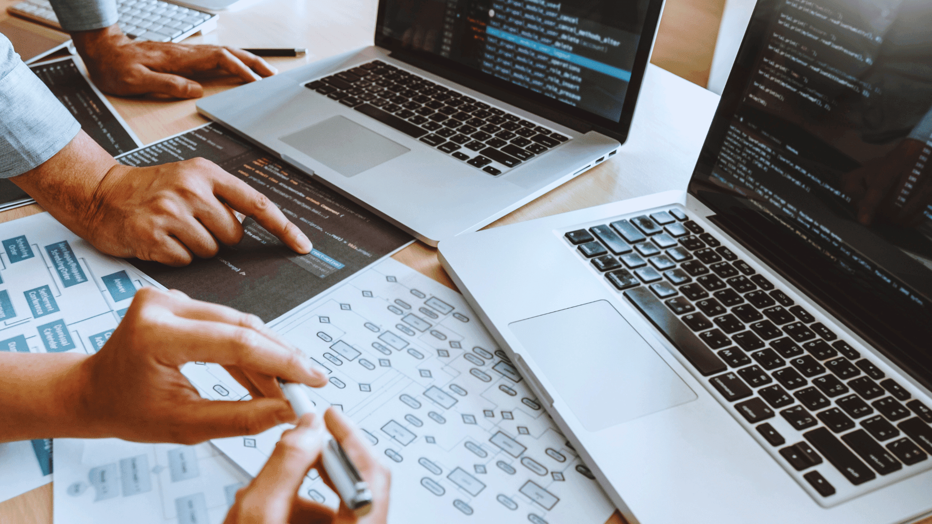 design and coding technologies working in software company office tomorrows world today