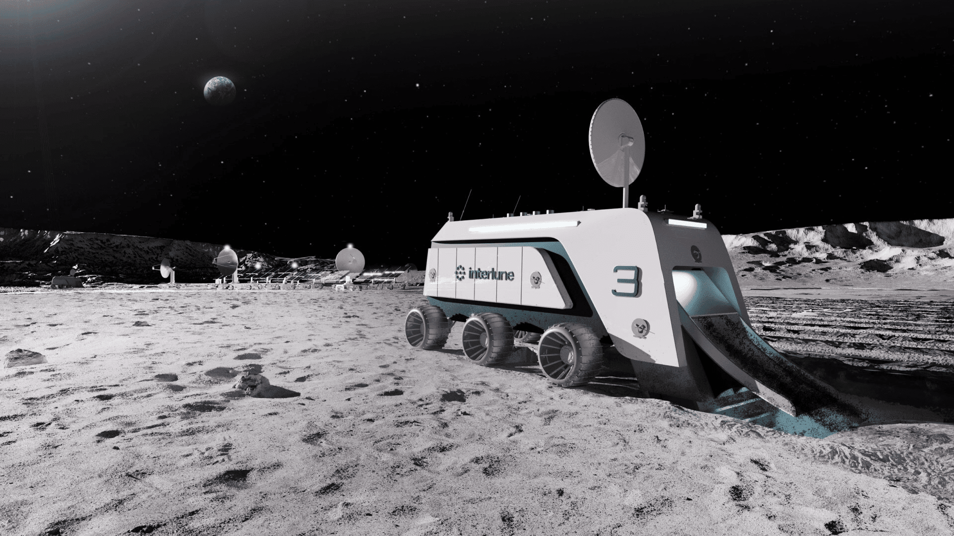 Prototype of Excavator for Harvesting Helium-3 from the Moon; Photo: Interlune:Vermeer