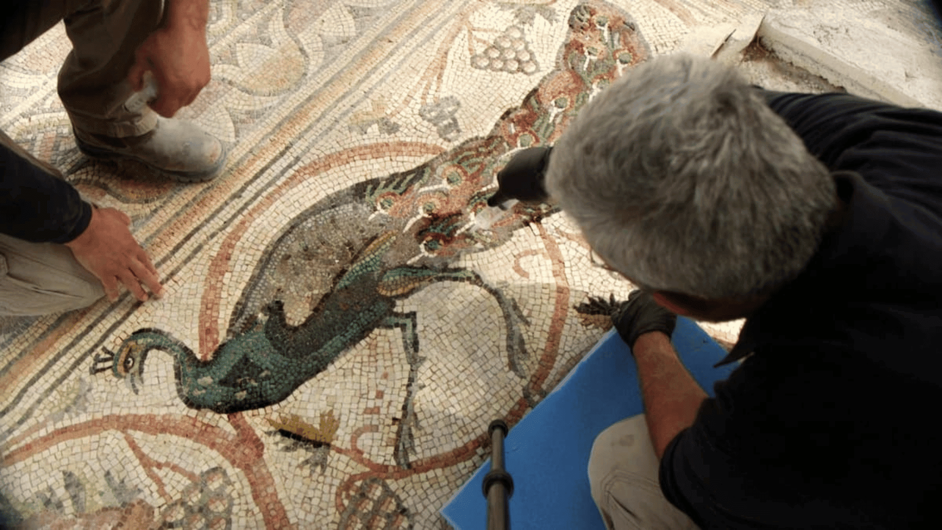 Be'er Shema mosaic restoration; Photo: Facebook