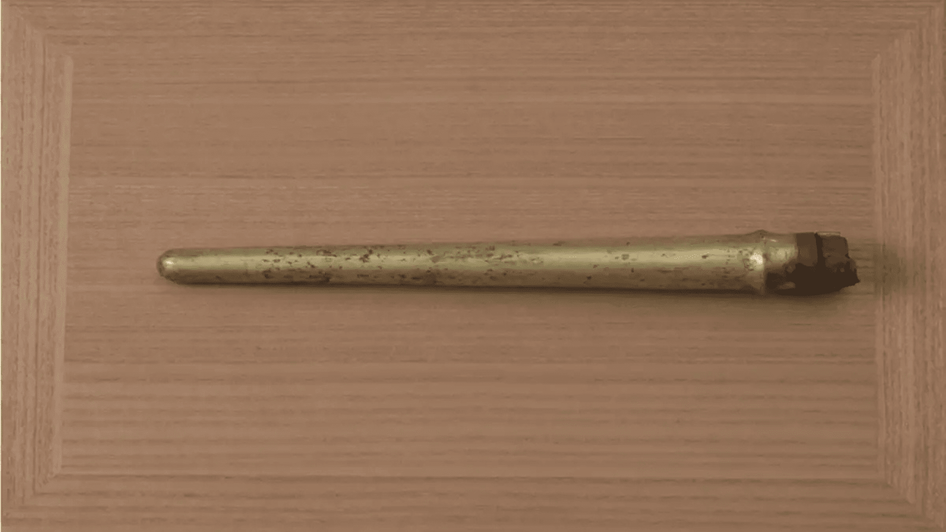 Gilt bronze spear sheath with spear inside. Okinoshima Heritage