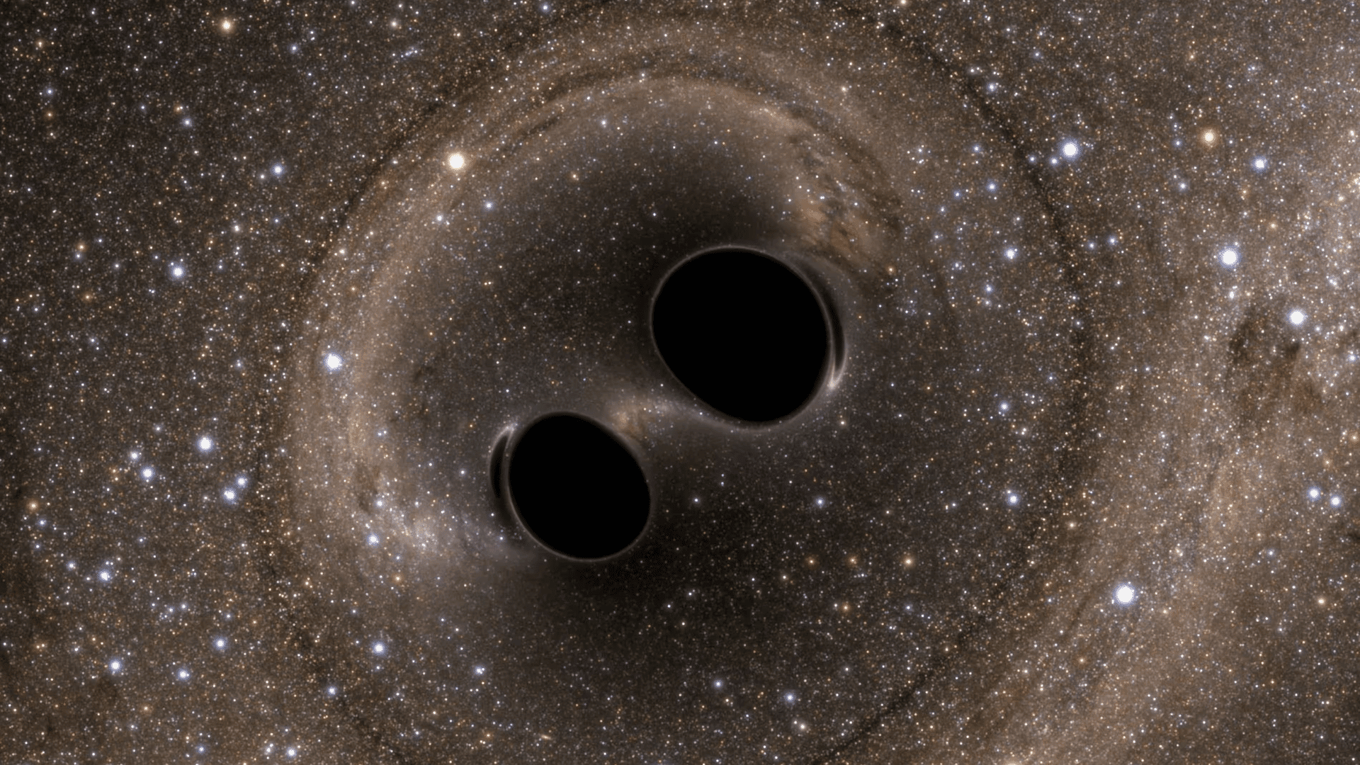 Computer simulation image of two black holes colliding; Photo: LIGO Laboratory:Reuters