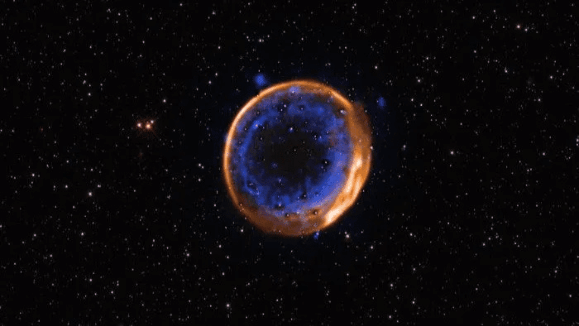 Star double explosion; Photo: (Image credit: ESO:P. Das et al. Background stars (Hubble): K. Noll et al.)