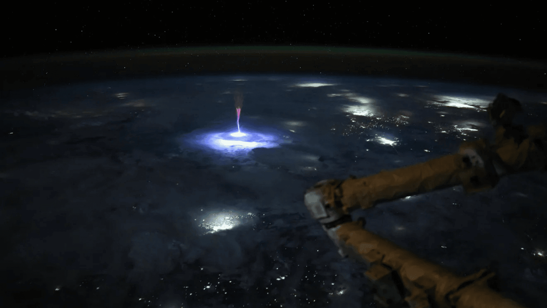 Transient Luminous Event from space; Photo: Nichole Ayers:NASA