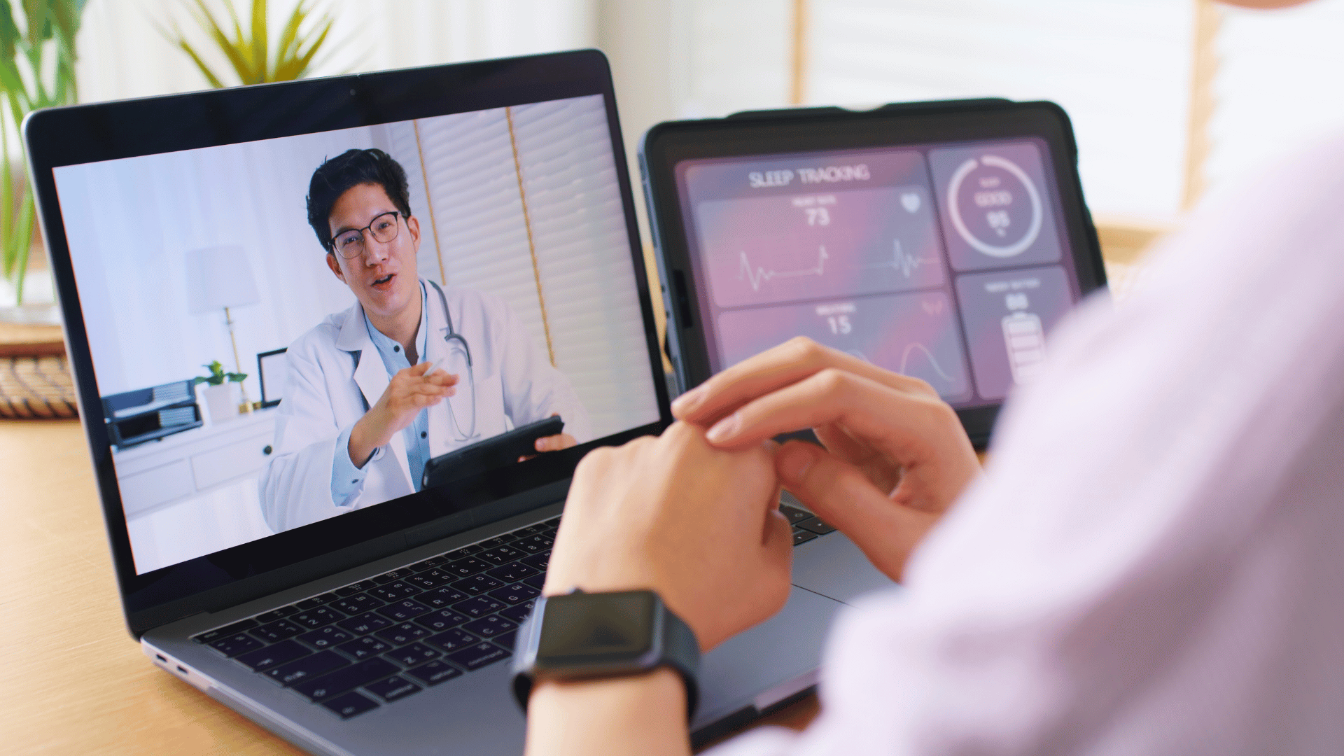 telehealth doctor on laptop at home doctor