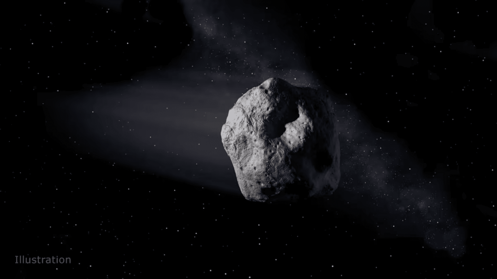 An artist's illustration depicts a typical asteroid JPL-Caltech:NASA