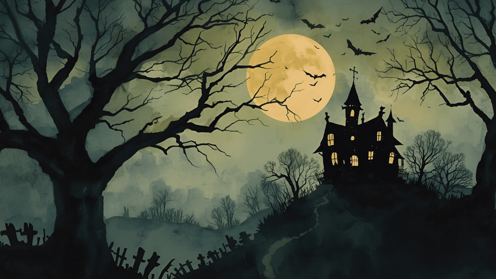 happy halloween spooky haunted house