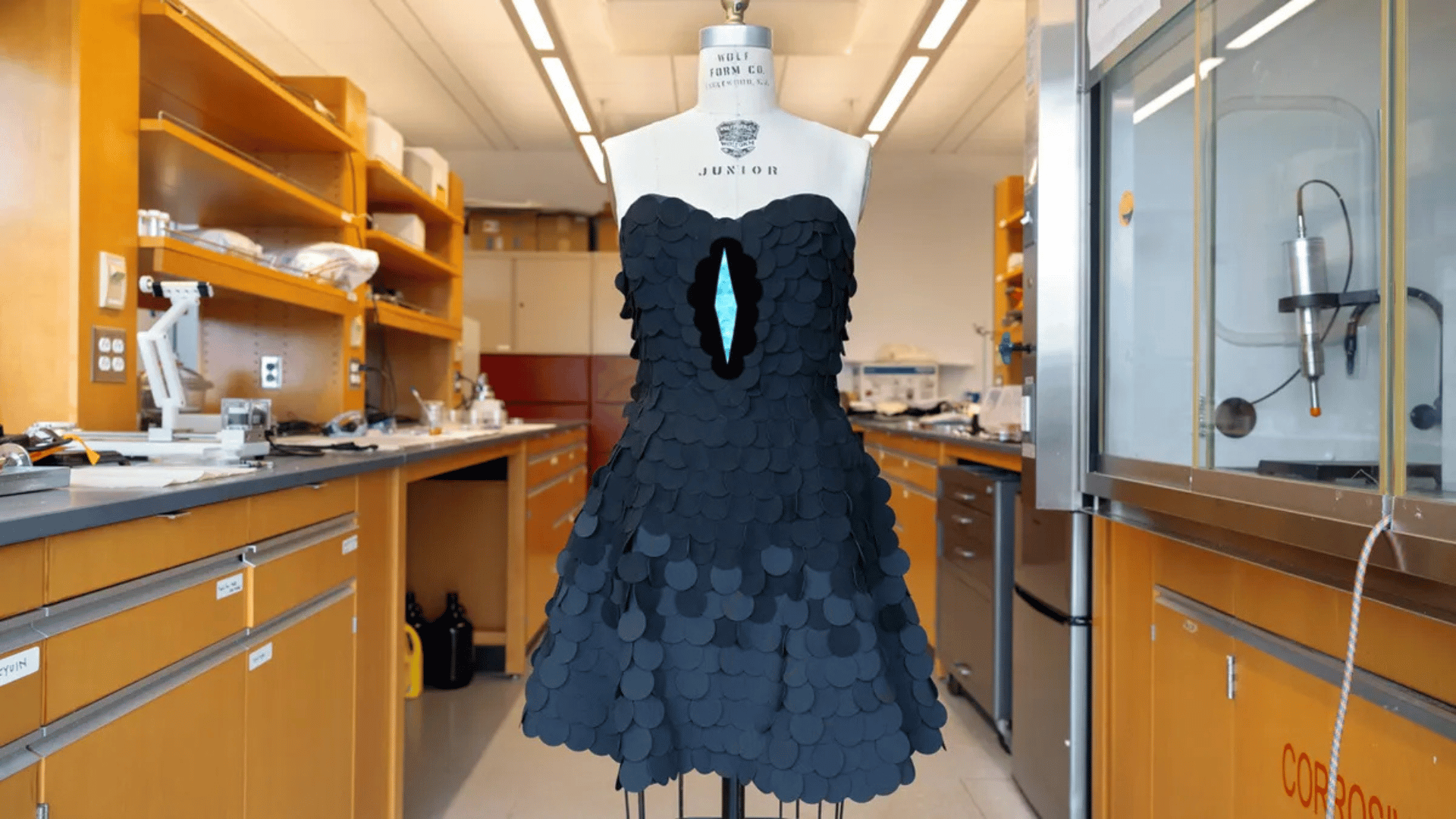 Ultrablack dress designed by student Zoe Alvarez; Photo: Ryan Young:Cornell University