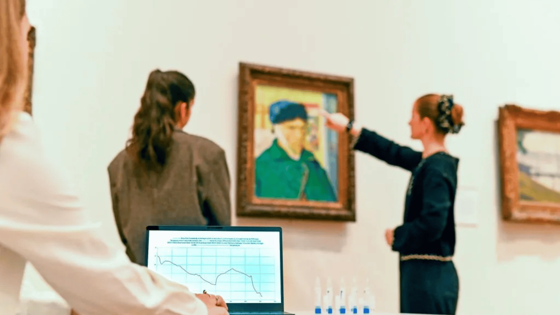 A study subject observes Vincent van Gogh's Self-Portrait with Bandaged Ear (1889) at the Courtauld Gallery. Courtesy Art Fund