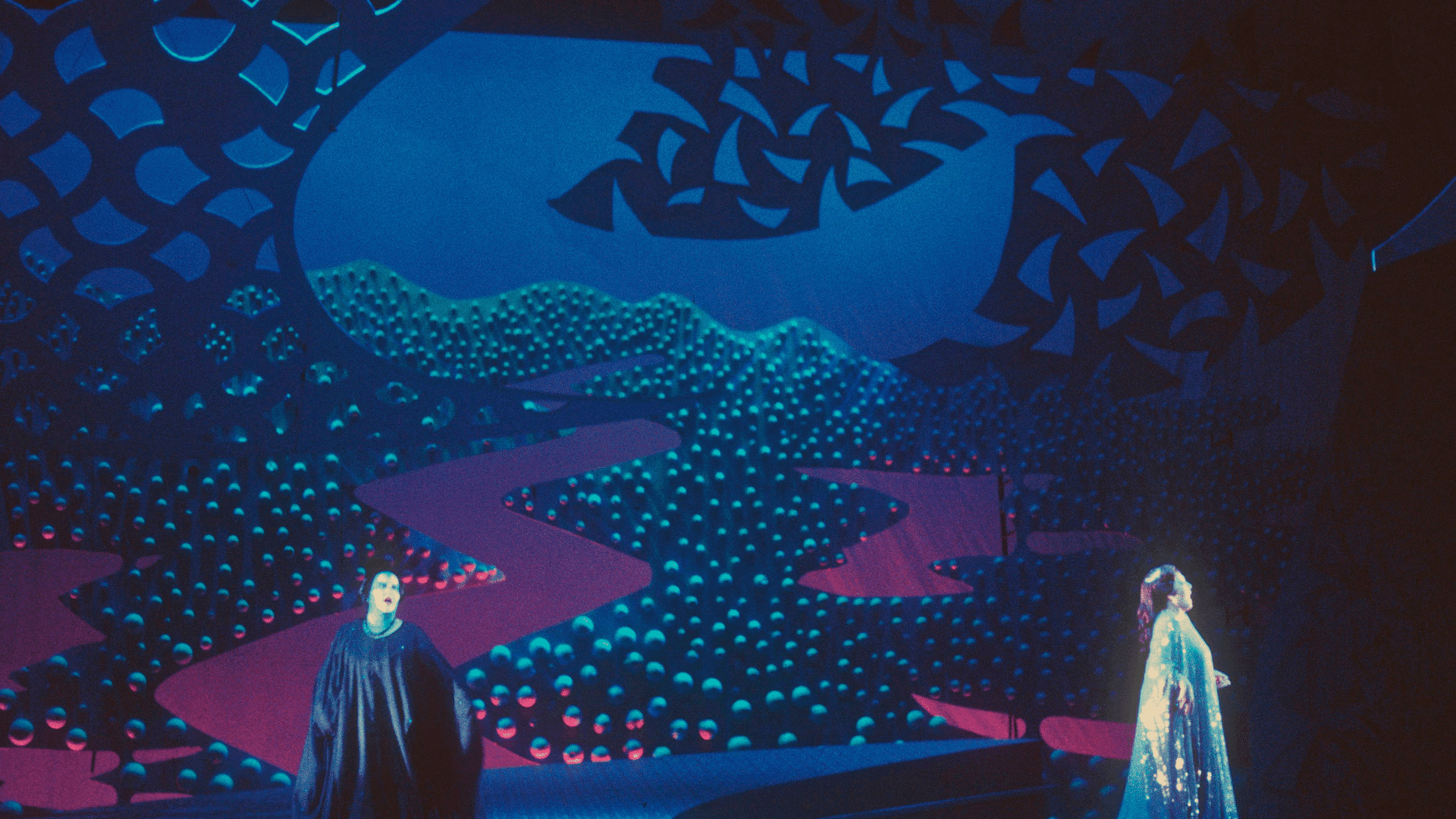 David Hockney’s set design for Richard Strauss’s fantasy opera; Photo: Tristram Kenton:The Guardian