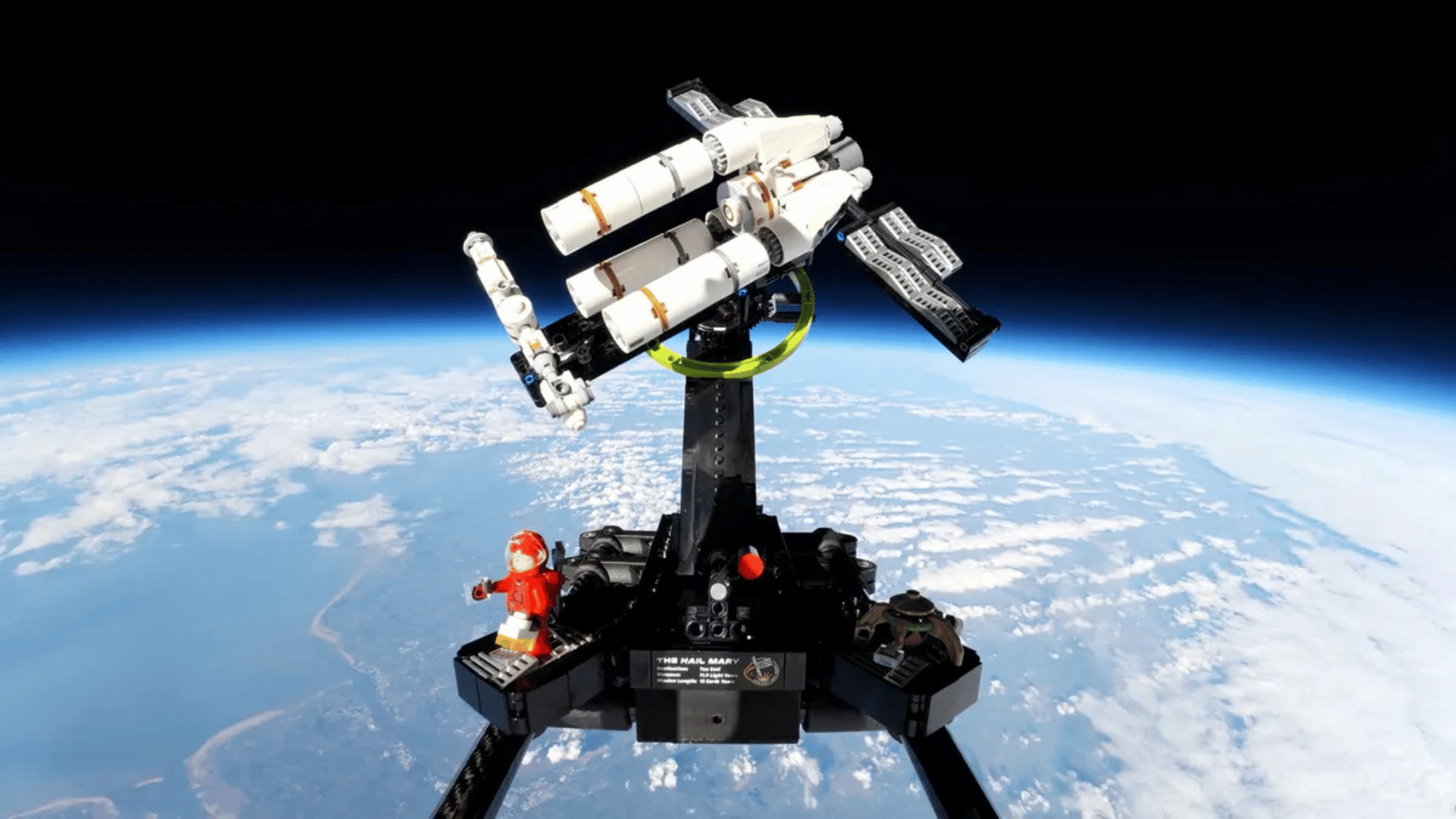 Project Hail Mary lego set in space; Photo: Sent into Space