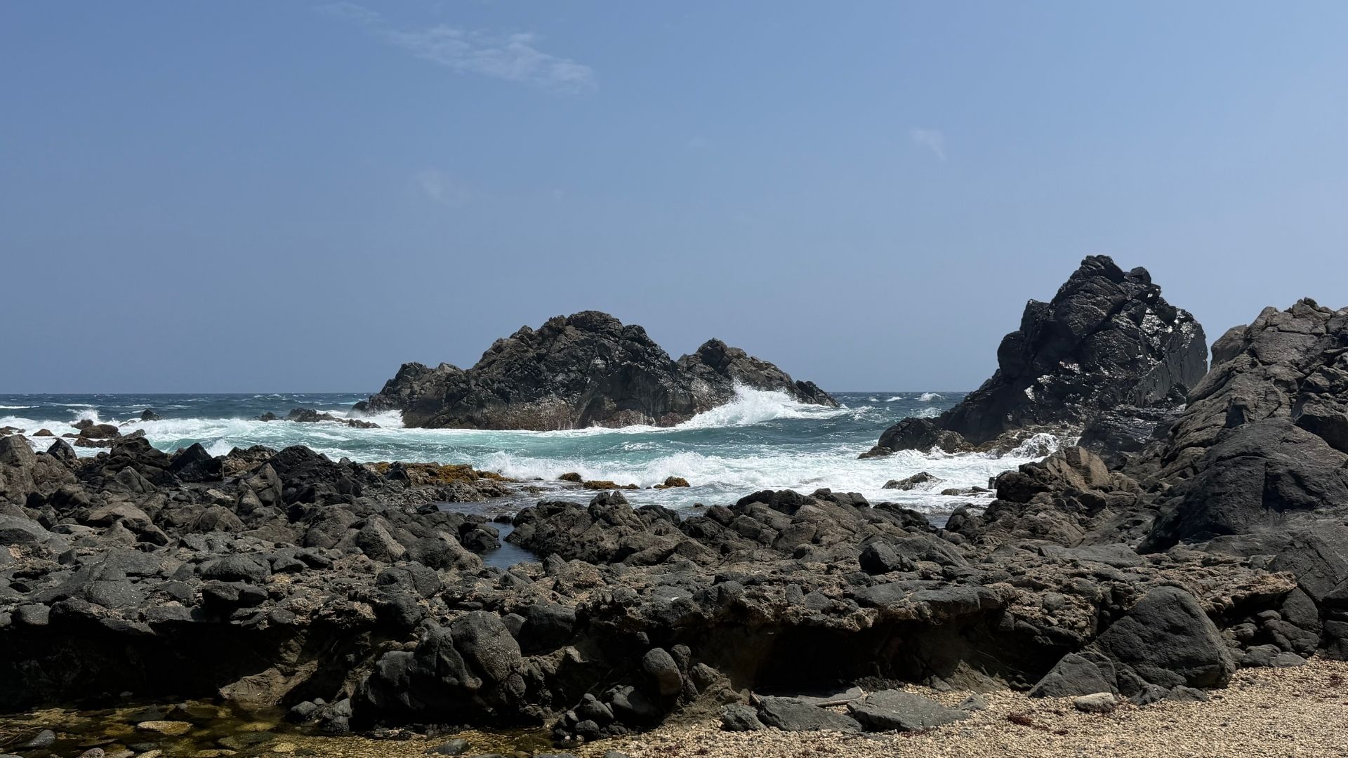 Black Rocks and Crashing Waves