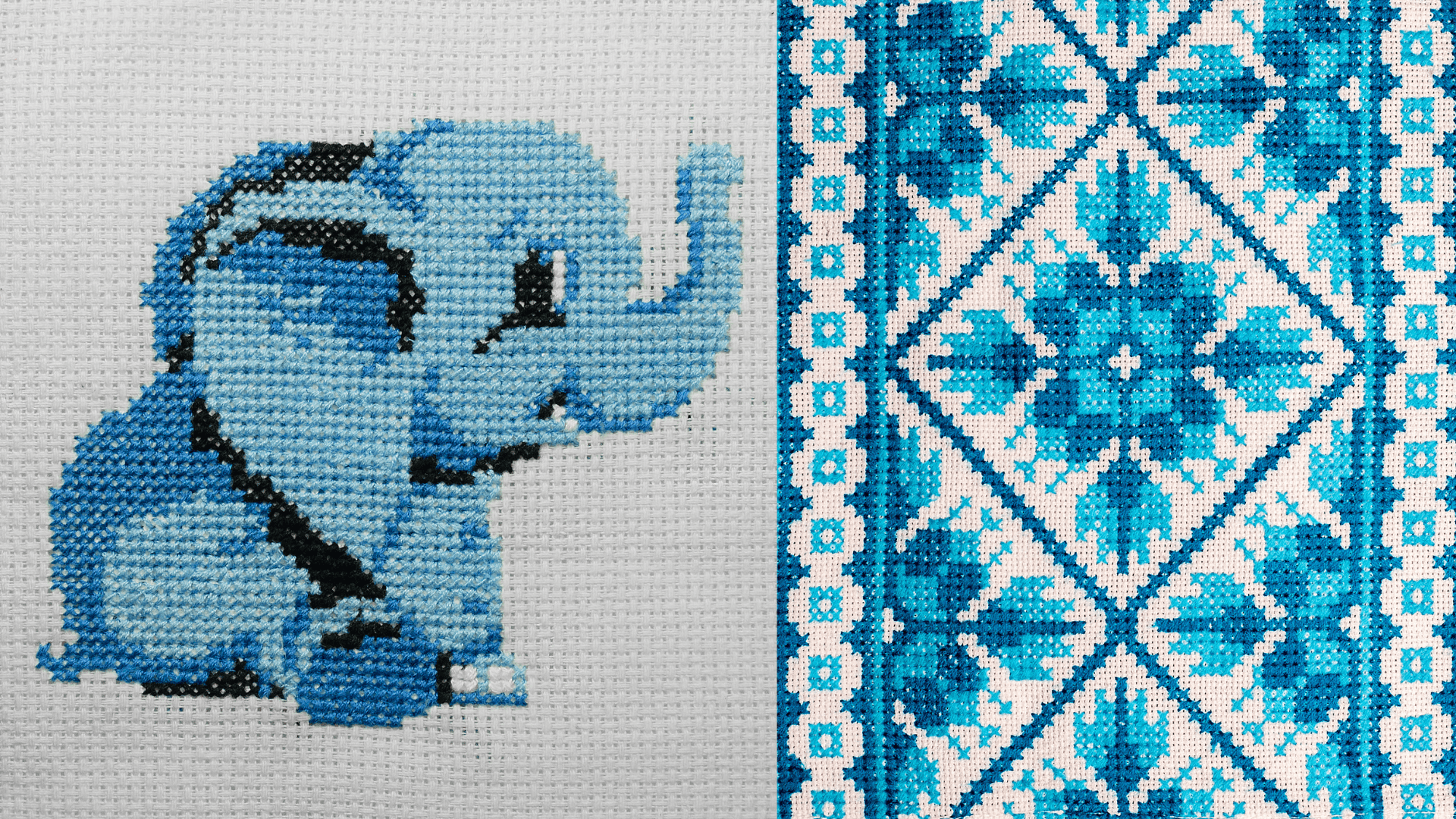 cross stitch needle pattern elephant flowers